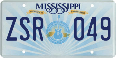 MS license plate ZSR049