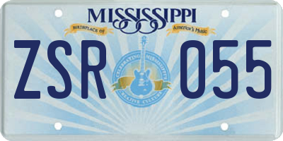 MS license plate ZSR055