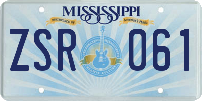 MS license plate ZSR061