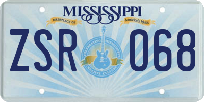 MS license plate ZSR068