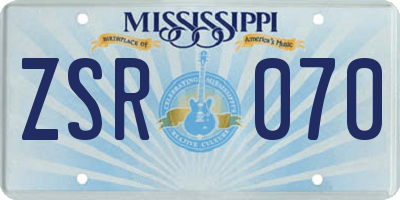 MS license plate ZSR070