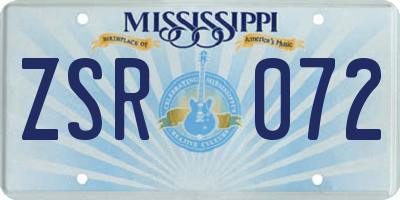 MS license plate ZSR072