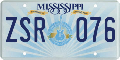 MS license plate ZSR076