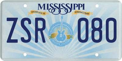 MS license plate ZSR080