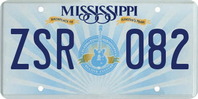 MS license plate ZSR082