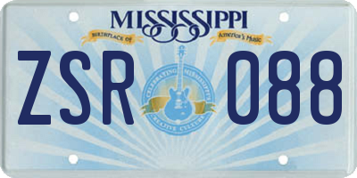 MS license plate ZSR088