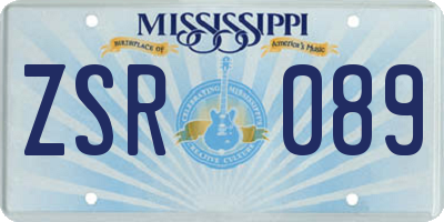 MS license plate ZSR089