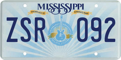 MS license plate ZSR092