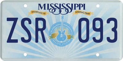 MS license plate ZSR093