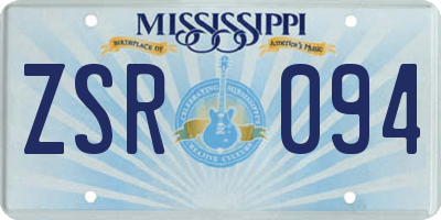 MS license plate ZSR094