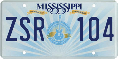 MS license plate ZSR104