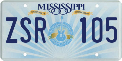 MS license plate ZSR105