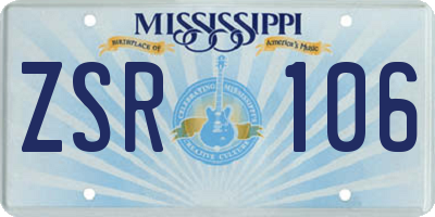 MS license plate ZSR106