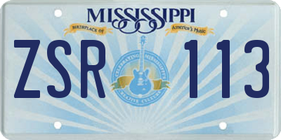MS license plate ZSR113