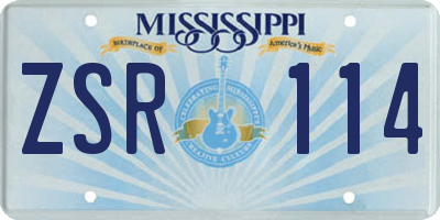 MS license plate ZSR114