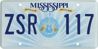 MS license plate ZSR117