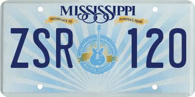 MS license plate ZSR120