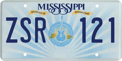 MS license plate ZSR121
