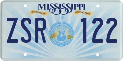 MS license plate ZSR122