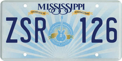 MS license plate ZSR126
