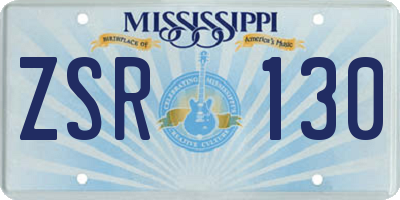 MS license plate ZSR130
