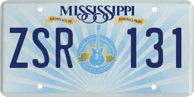 MS license plate ZSR131