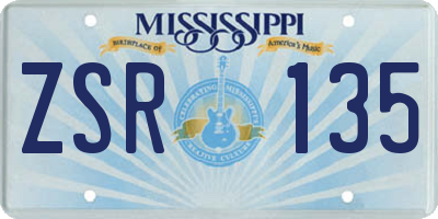 MS license plate ZSR135