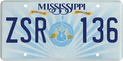 MS license plate ZSR136