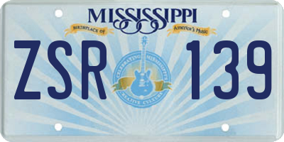 MS license plate ZSR139