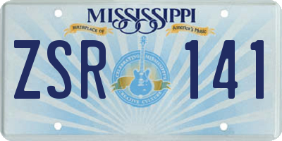 MS license plate ZSR141