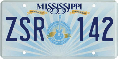 MS license plate ZSR142