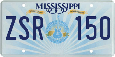MS license plate ZSR150