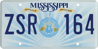 MS license plate ZSR164