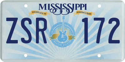 MS license plate ZSR172
