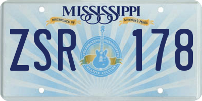 MS license plate ZSR178