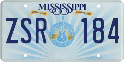 MS license plate ZSR184