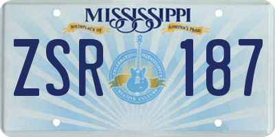 MS license plate ZSR187