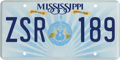 MS license plate ZSR189