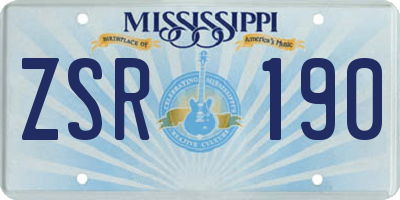 MS license plate ZSR190