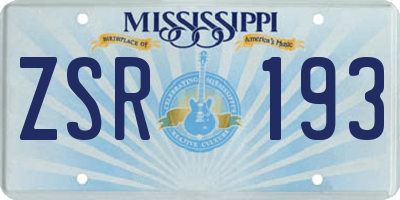 MS license plate ZSR193
