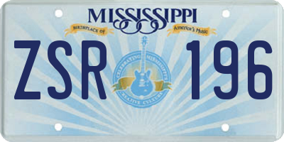 MS license plate ZSR196