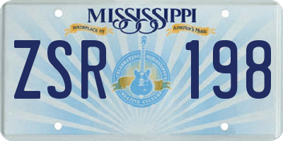 MS license plate ZSR198