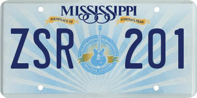 MS license plate ZSR201