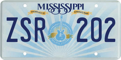 MS license plate ZSR202