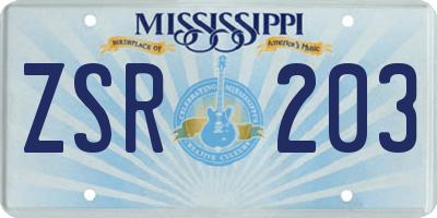 MS license plate ZSR203