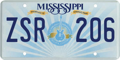 MS license plate ZSR206