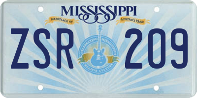 MS license plate ZSR209