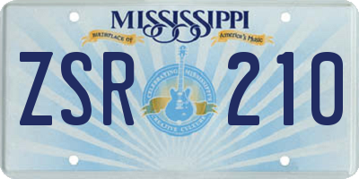 MS license plate ZSR210