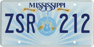 MS license plate ZSR212