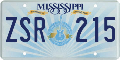 MS license plate ZSR215